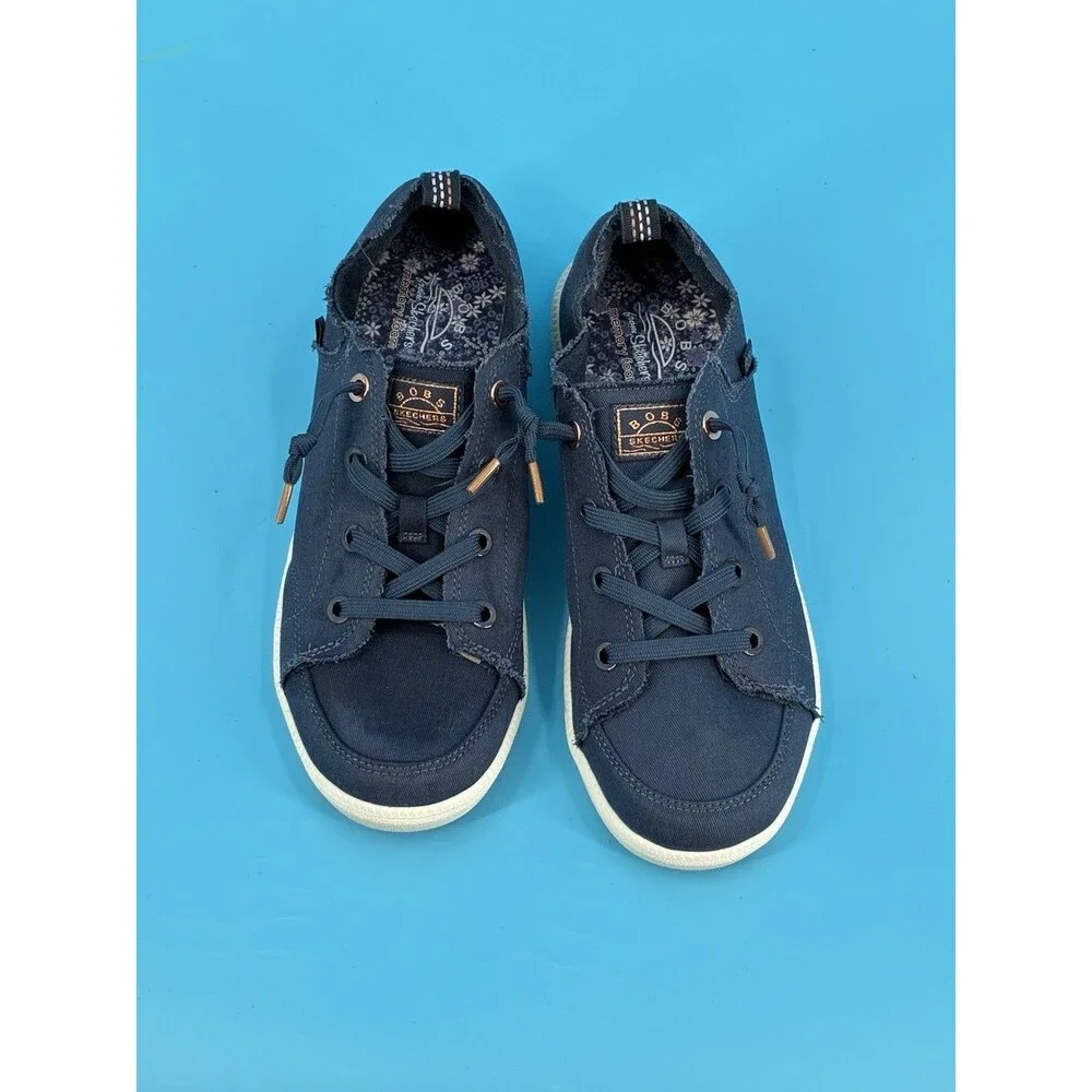Skechers BOBS B Cute 2.0 Women’s 8.5 Navy Canvas Memory Foam Sneakers